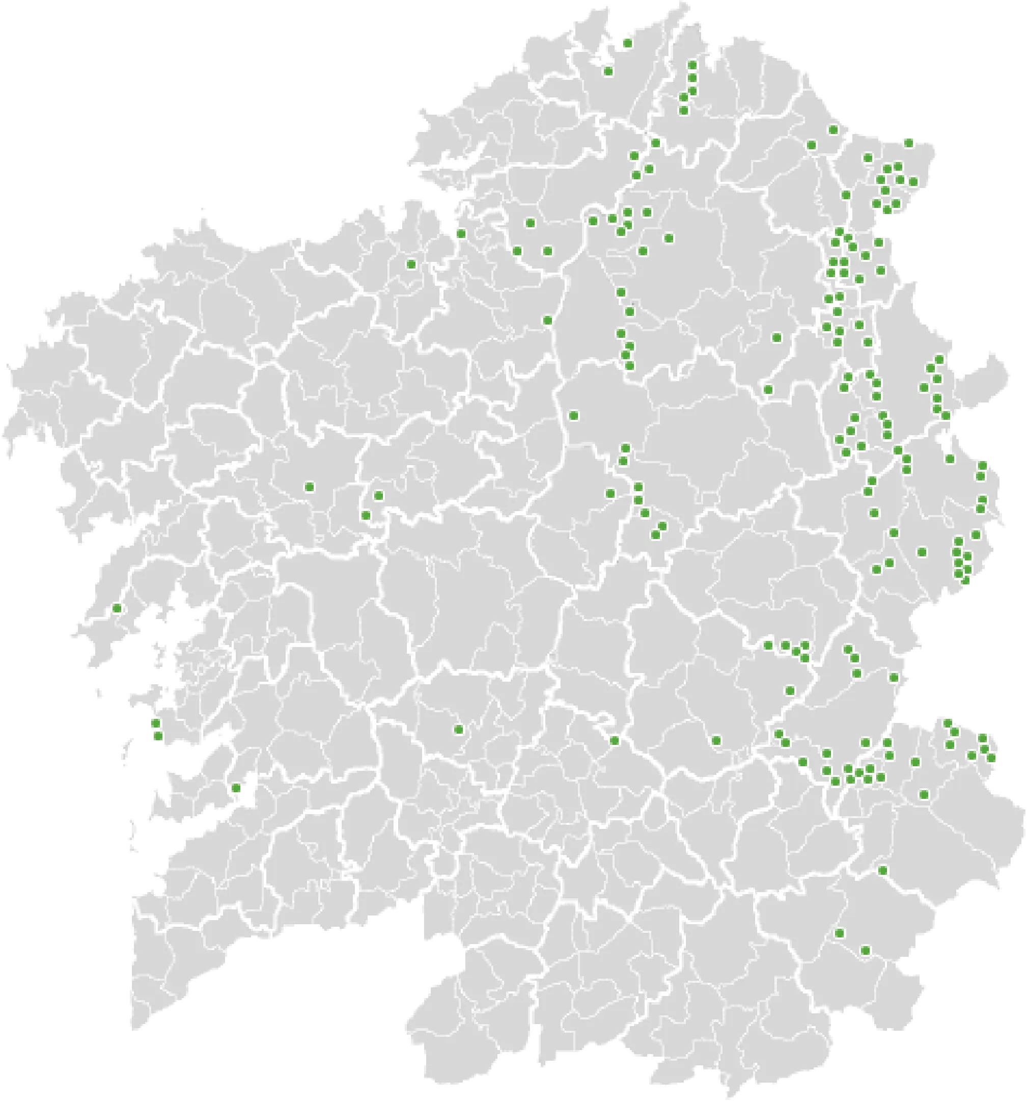 Zonas de indicios ou explotacións de ferro