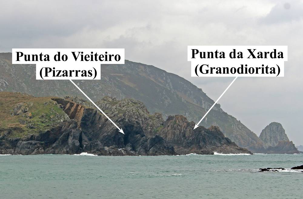 Detalle de los diferentes tipos de rocas en la costa de Lavacerido. (Autor: Francisco Canosa Martínez, 2018)